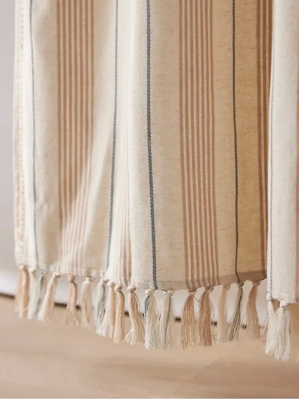NEW Anthropologie Louie Shower Curtain Cotton Linen Tassel Hem 72” NWT Cream